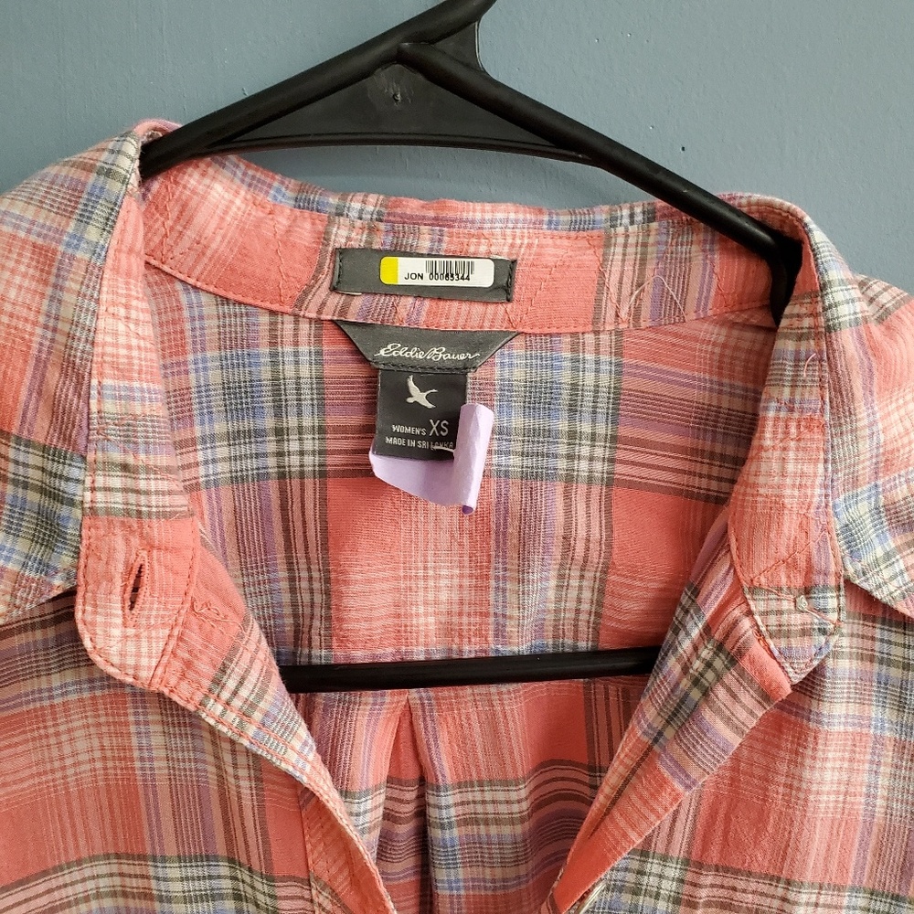Eddie Bauer Pink Plaid Button Down - Picture 3 of 4